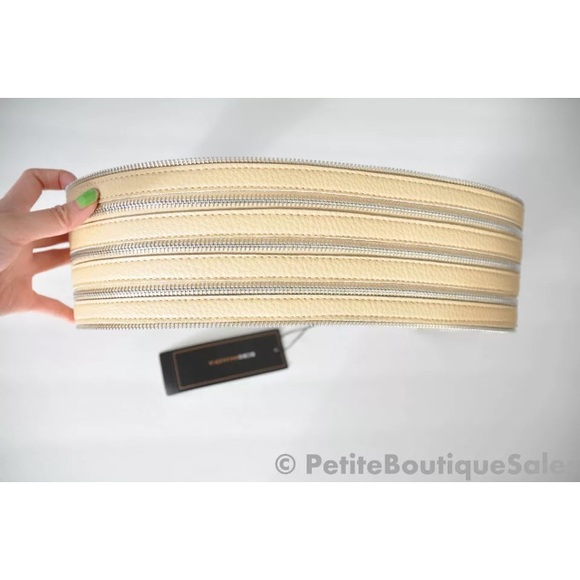 BCBG WAIST BELT WIDE TAUPE ZIPPER BIEGE NUDE SMALL